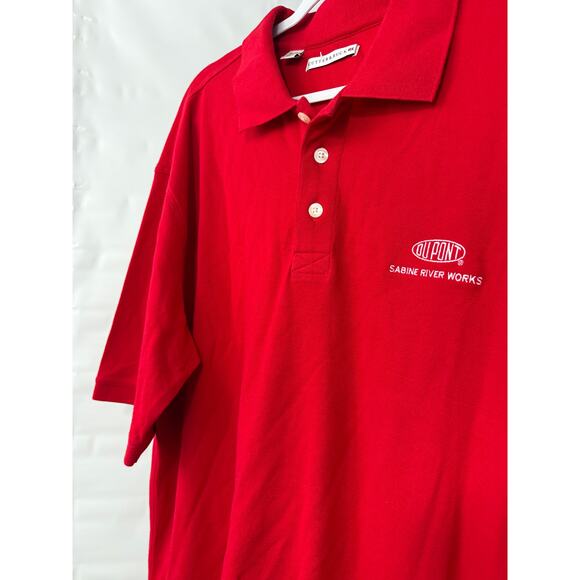 Dupont Sabine River Works Gift Uniform Red Polo Shirt Top Embroidered Size XL - Picture 3 of 7